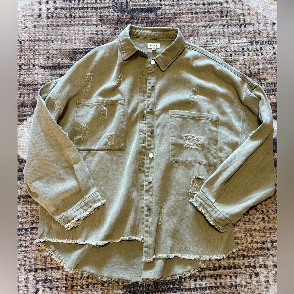 POL Distressed Jean Jacket Medium